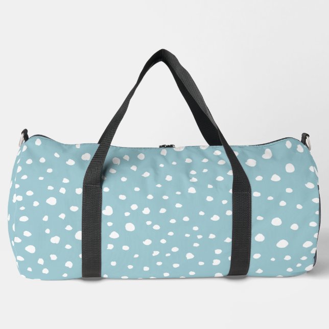 Blue Dalmatian Spots, Dalmatian Dots, Dotted Print Duffle Bag (Front)
