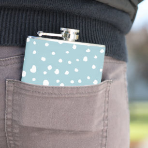 Blue Dalmatian Spots, Dalmatian Dots, Dotted Print Hip Flask