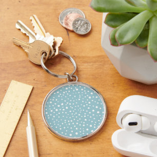 Blue Dalmatian Spots, Dalmatian Dots, Dotted Print Key Ring
