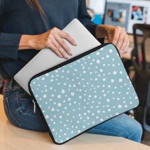 Blue Dalmatian Spots, Dalmatian Dots, Dotted Print Laptop Sleeve
