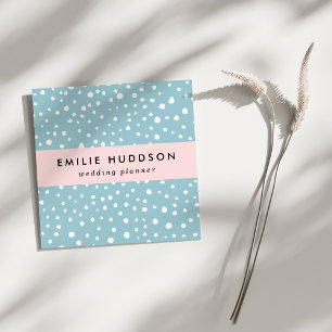 Blue Dalmatian Spots, Dalmatian Dots, Dotted Print Square Business Card
