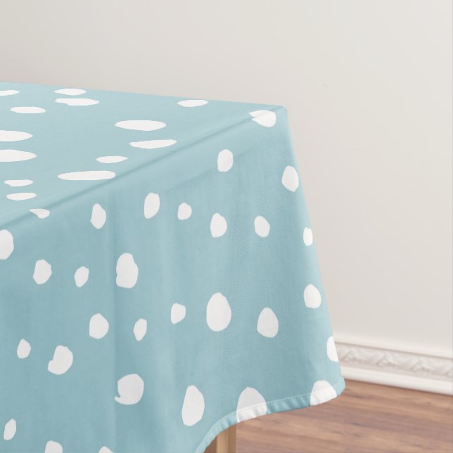 Blue Dalmatian Spots, Dalmatian Dots, Dotted Print Tablecloth (In Situ)