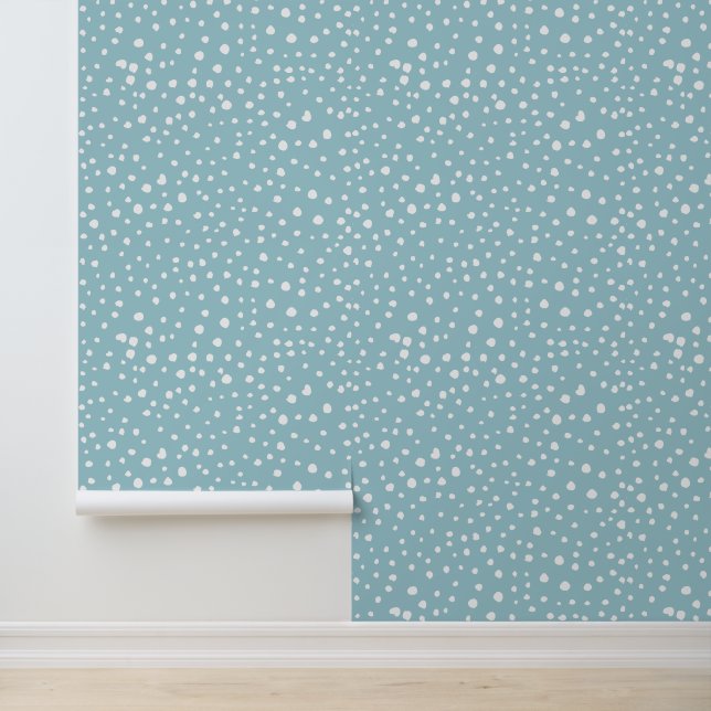 Blue Dalmatian Spots, Dalmatian Dots, Dotted Print Wallpaper (Application)