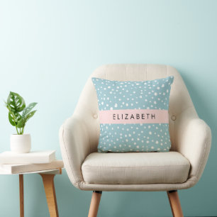 Blue Dalmatian Spots, Dalmatian Dots, Your Name Cushion