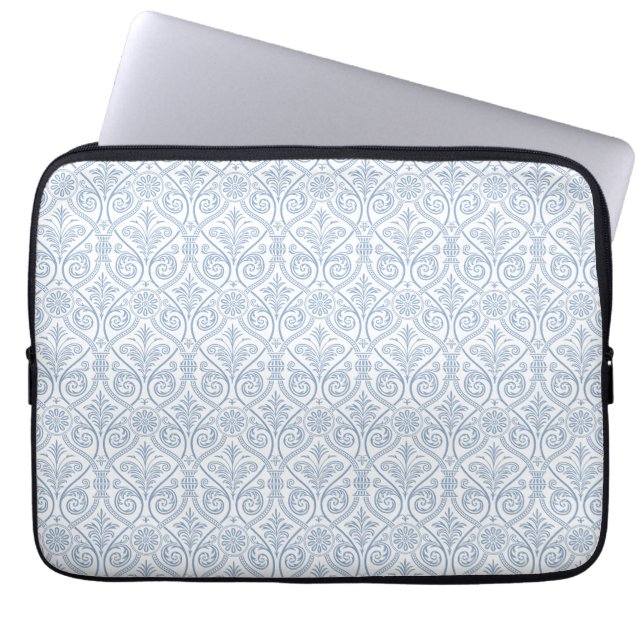 Blue Damaks Pattern Laptop Sleeve (Front)