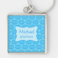Blue Damask Baby Boy Name Personalised