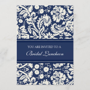 Blue Damask Bridal Luncheon Invitation Cards