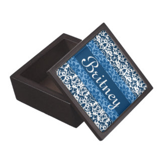 Blue damask calligraphy customisable art gift box