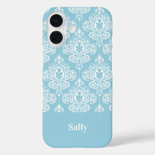 Blue Damask iPhone 16 Case