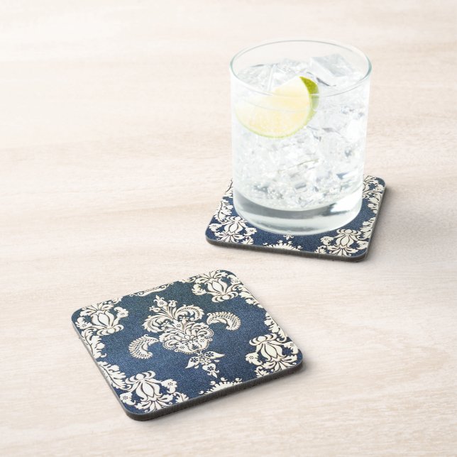 blue damask coaster (Right Side)