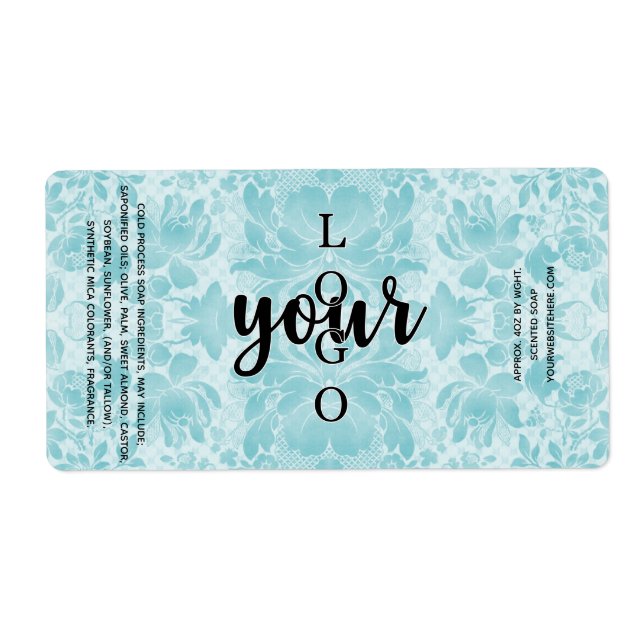 Blue Damask Cold Process Soap Label Template (Front)