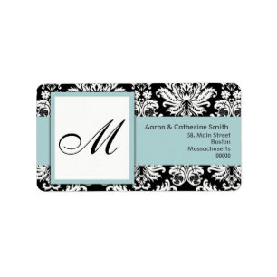 Blue Damask Customisable Address Labels