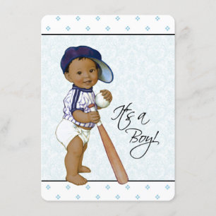 Blue Damask Ethnic Baby Shower Invitation