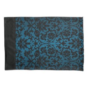 Blue Damask Floral Pattern Design Pillowcase