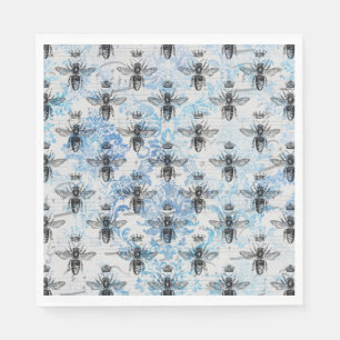 Blue Damask Honeybee Napkin