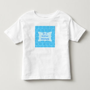 Blue Damask It's A Brother Name Personalised Kids Toddler T-Shirt