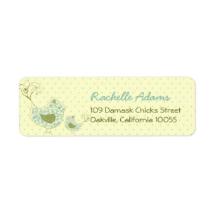 Blue Damask Mummy & Baby Boy Birds Chic Address