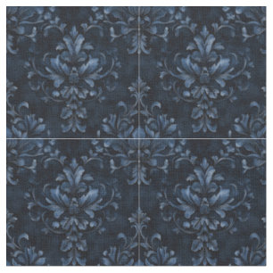 Blue Damask on Dark Blue Fabric