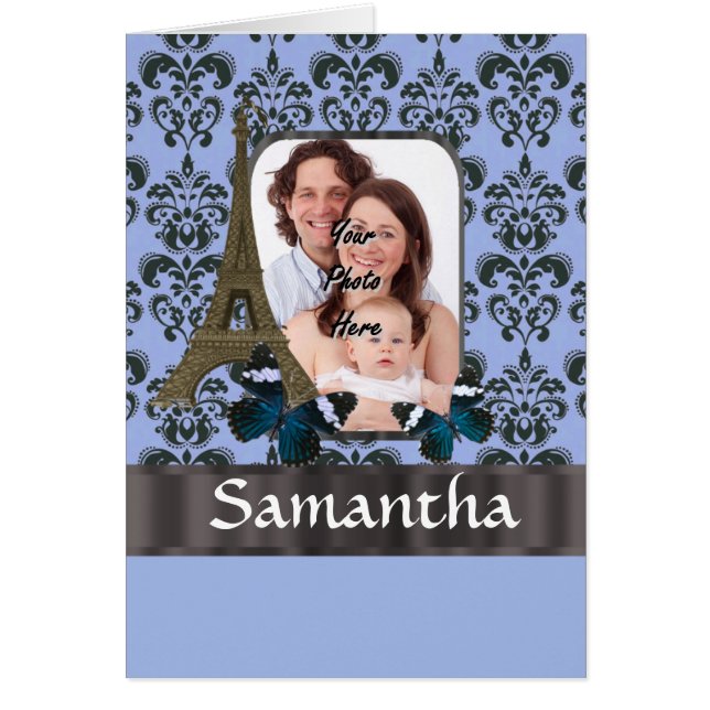 Blue damask Paris collage (Front)