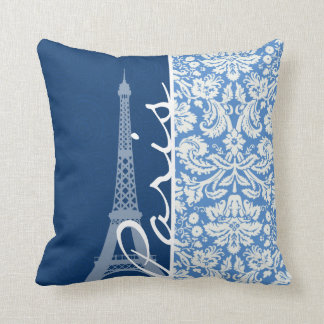 Blue Damask; Paris Cushion