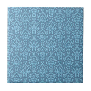 Blue Damask Pattern Tile