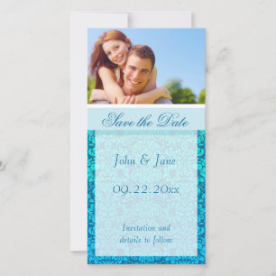 Blue Damask/photo  "Save the Date" Save The Date