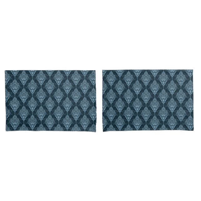 Blue Damask Print Pillowcase Set (Front-Set)