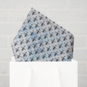 Blue Damask Queen Bee Tissue Paper