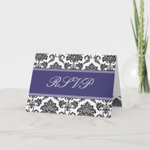 Blue Damask RSVP Card
