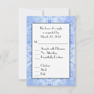Blue Damask RSVP with Menu Choice