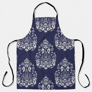 blue damask seamless pattern element apron