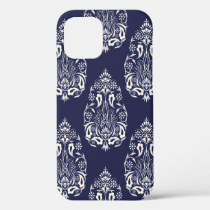 blue damask seamless pattern element iPhone 12 case