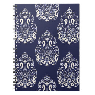 blue damask seamless pattern element notebook