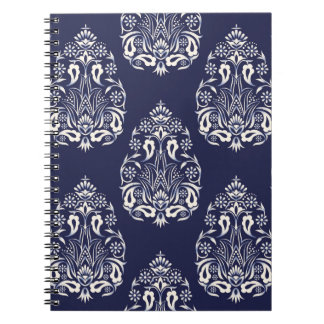 blue damask seamless pattern element notebook