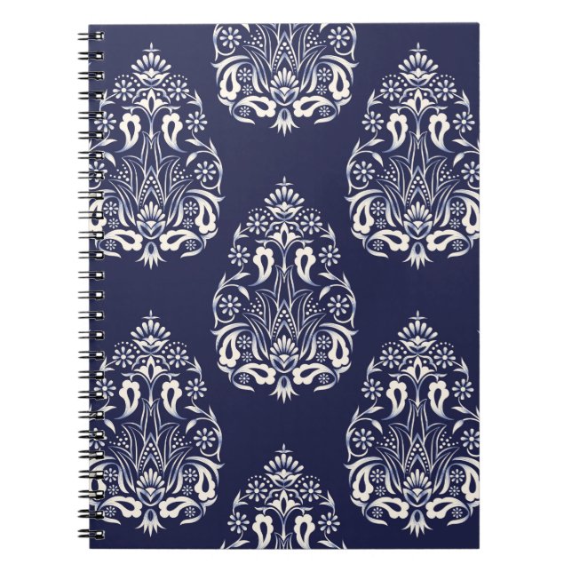blue damask seamless pattern element notebook (Front)