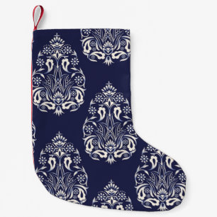 blue damask seamless pattern element small christmas stocking