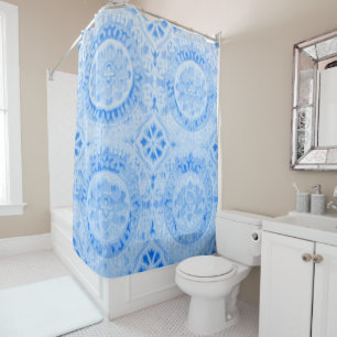 Blue Damask Shower Curtain
