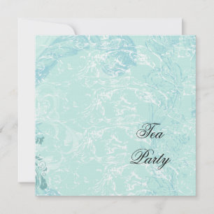 Blue Damask & Swirls Invitation