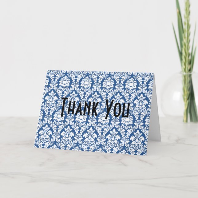 Blue Damask Thank You (Front)
