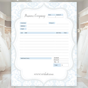 Blue Damask Theme Order Form and Invoice Notepad