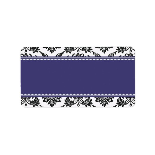 Blue Damask Wedding Address Labels (Front)