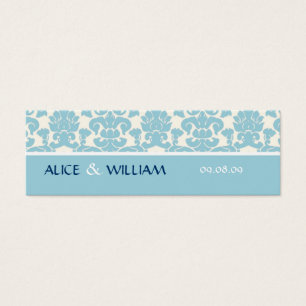 BLUE DAMASK WEDDING FAVOR TAG