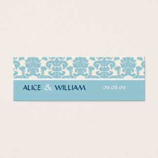 BLUE DAMASK WEDDING FAVOR TAG
