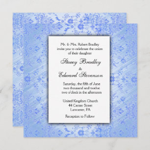 Blue Damask Wedding Invitation