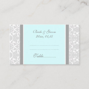 Blue Damask Wedding Table Place Setting Cards