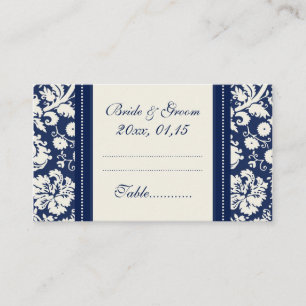 Blue Damask Wedding Table Place Setting Cards