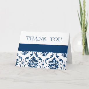 Blue Damask Wedding Thank You Cards