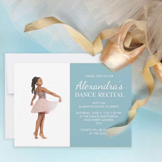 Blue Dance Recital Photo  Invitation (Creator Uploaded)