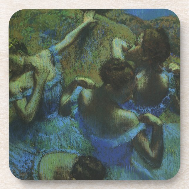 Blue Dancers by Edgar Degas, Vintage Impressionism Coaster (Front)