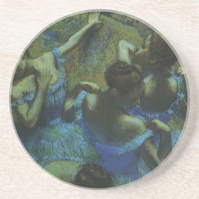 Blue Dancers by Edgar Degas, Vintage Impressionism Coaster (Front)